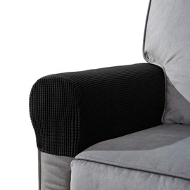 NEKOSUKI Arm Rest Covers Set, Set of 2 Stretch Armchair Covers for Arms, Spandex Polyester Sofa Arm Caps Non Slip Armrest Covers for Chairs Furniture Protector, Black