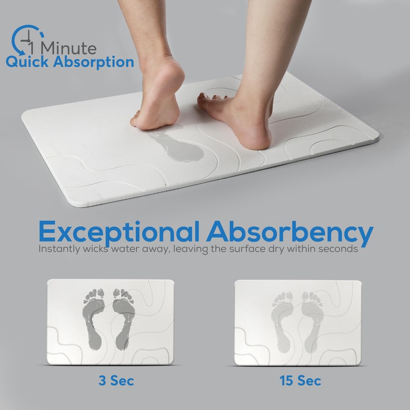 BigBcart Stone Bath Mat, Diatomaceous Earth Bath Mat Stone -