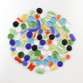 QINGYIWL 400 g / approx. Pack of 100 Glass Nuggets, Colourful Glass Stones, Muggle Stones, Colourful Children, Decorative Stones for Vases, Aquarium, Mosaic Stones for Crafts Decoration