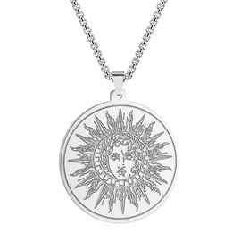 Chereda Greek Gorgon Medusa Necklace For Women Stainless Steel Jewelry Pagan Mythology Statement Necklace Pendants (Silver-1)