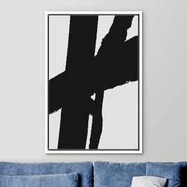 Ashbrook Framed Canvas Print Wall Art Black and White Line Art Collage Abstract Shapes Illustrations Modern Minimalist Relax/Calm Multicolor for Living Room, Bedroom, Office - 16"x24" WHITE