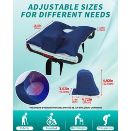 Anti-slip Wheelchair Cushion with Pommel Wedge and Seat Belt for Enhanced Comfort and Stability- Designed for Pressure Relief, Removable Breathable Cover, Ideal for Wheelchair Users (18.5 x 16.9 inch)