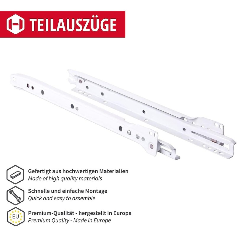 Gedotec Drawer runners with roller guide, partial extension, real, 1