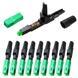 100 Pcs SC Fiber Optical Fast Cold Connector, Single Mode Quick Assembly Adapter Plug for FTTH,CATV etc., (SC-APC)