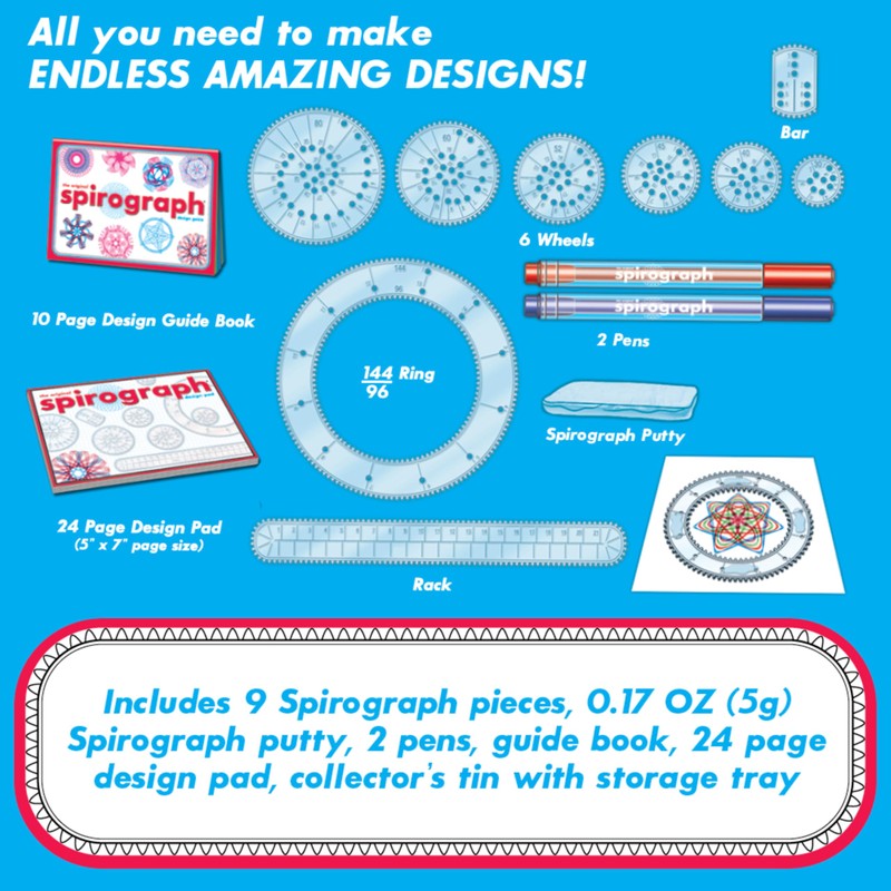 Spirograph Design Set Collectors Tin – Arts and Crafts, Kids