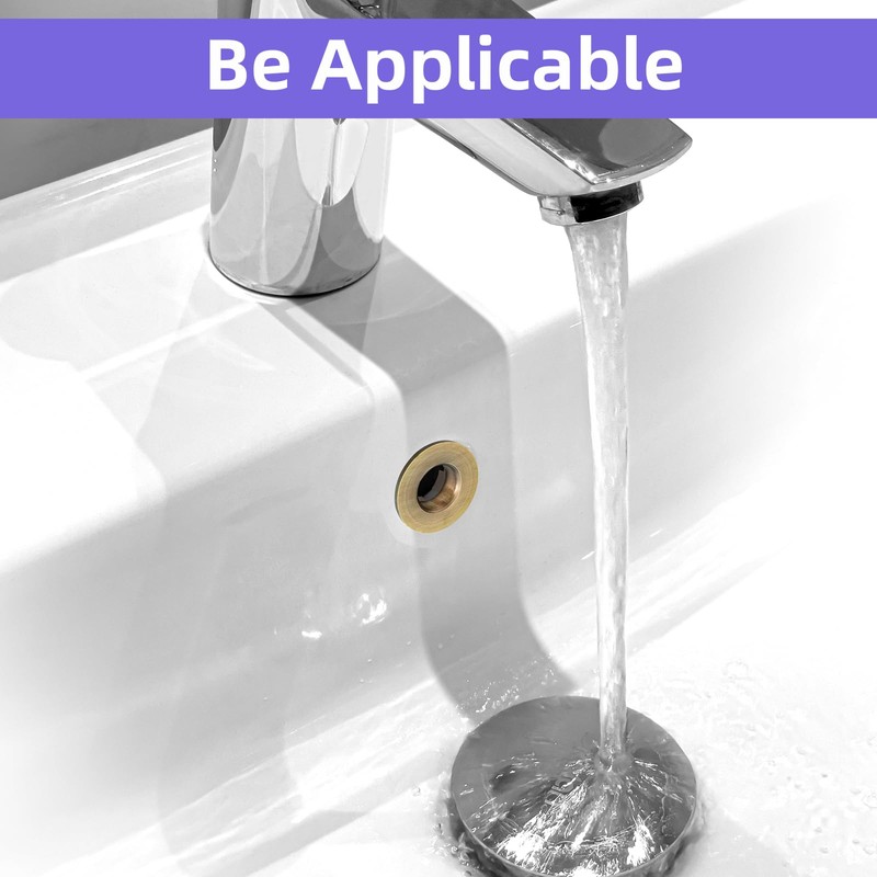 8Pcs Brass Sink Overflow Trim Ring with 2 Adhesive Hook,Brass