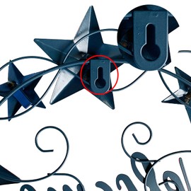 YUMBOR Rustic Hanging Metal Americana Star Welcome Front Door Wreaths Patriotic Wall Decoration 13''H