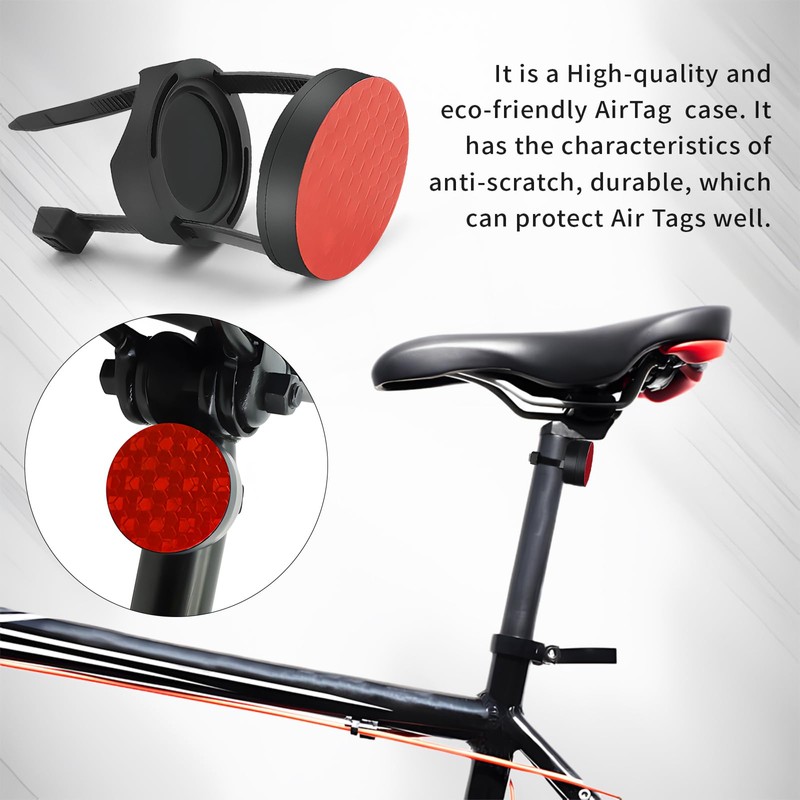 AirTag Bicycle Mount, Hidden AirTag Bicycle Reflector, Splash-proof Housing Including