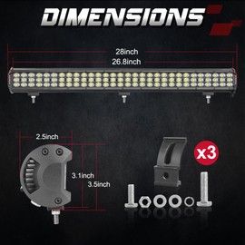 OFFROADTOWN 30 Inch LED Light Bar 270W Flood Spot Combo Beam Triple Row Bar Off Road Driving Light for Truck Pickup UTV SUV Jeep Ford Chevy Ram Can-Am RZR Bumper Grille