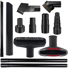 Kit de 12 piezas de accesorios y cepillos para aspiradora de tienda y limpieza del hogar, incluye 4 adaptadores universales de manguera de vacío, herramienta para hendiduras y 2 varitas de