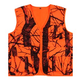 VicBre Blaze Orange Hunting Vest with Pockets for Men fishing Camping Outerwear XL