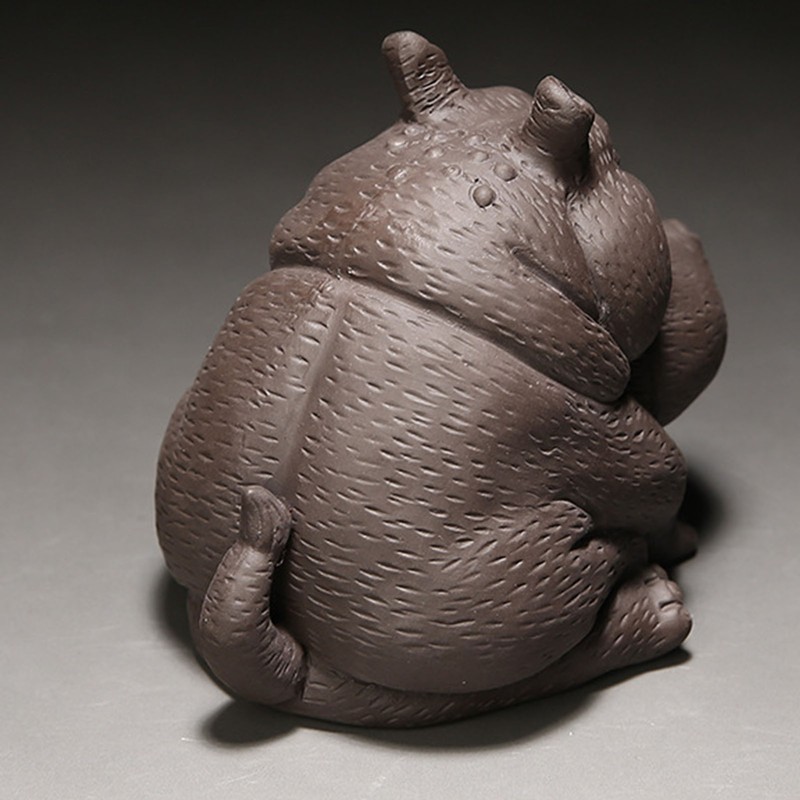 Hippo Figurine Purple Clay Ceramic Tea Pet Sculpture Hippo Statue