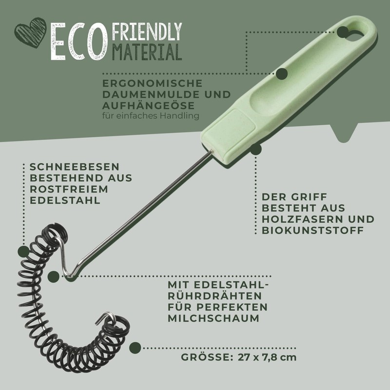 Fackelmann Ecolution Whisk - Small Spiral Whisk Made of Wood