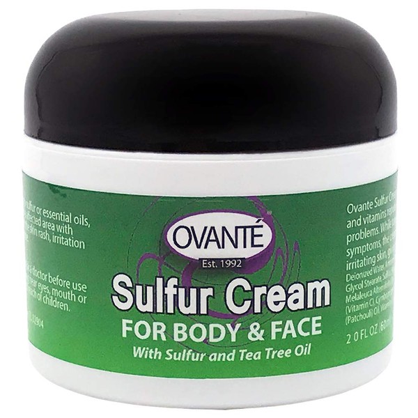 Ovante Sulfur Based Cream with White Sulfur, Tea-Tree Oil, & Zinc Oxide For Itchy Skin - 2.0 oz