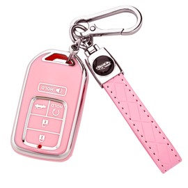 for Honda Key Fob Cover - Soft TPU Key Fob Case for Honda Accord Civic CRV Pilot Odyssey Smart Key Keyless Remote Key Fob Cover (Pink)
