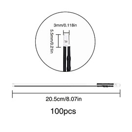 YIXISI YIXISI 100 PCS 3mm LED Diodes Light, Ultra Bright 12V 20cm Pre Wired, Cold White