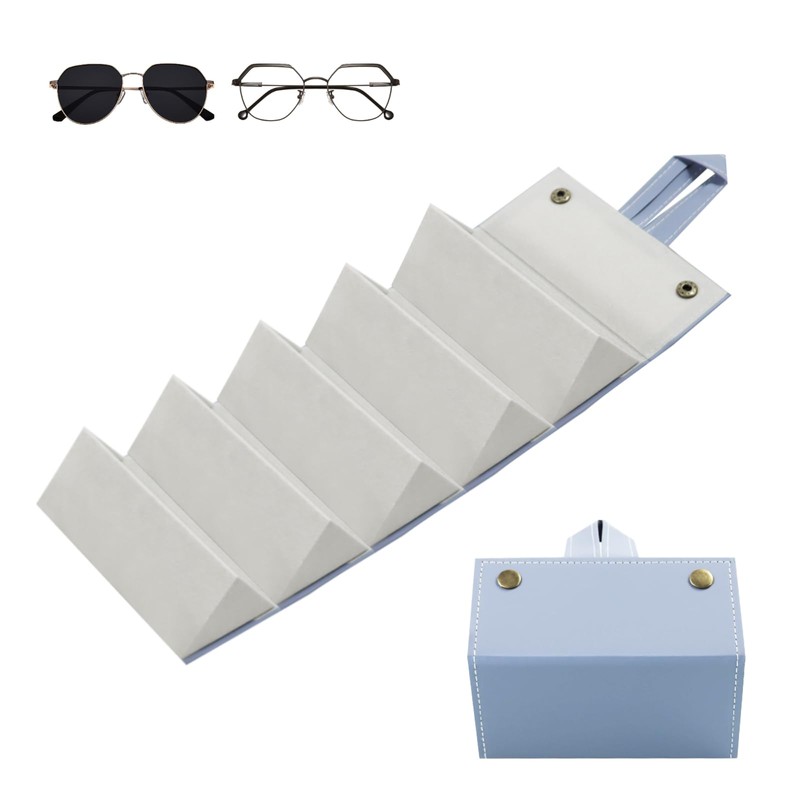 koundeneko Glasses Case, Foldable, Sunglasses Storage Case, Holds 5 Pieces,