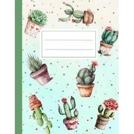 Retro Watercolor Cactus Composition Notebook Wide Ruled: Adorable Retro Watercolor Cactus - Journal For Note-Taking. The Perfect Novelty Diary Gift!
