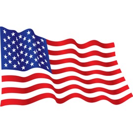 Stickios Wavy American Flag Decal 5.75x3.5 inches - Made in The USA - Vinyl Flag Sticker for Cars, Trucks, Windows, Vehicles - The Patriot