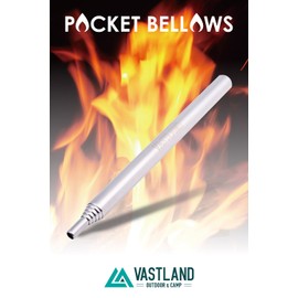 Vastland Bellows Fire Blowing Rod, Fire Starter, Carabiner Storage Case, Extendable, 6 Tiers, Caramel Brown