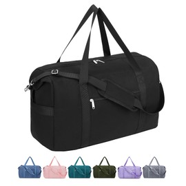 Narwey Carry on luaggage 22x14x9 Airlines Approved Foldable Carry on Bag Travel Duffel Packable Duffle with Wet Pocket Overnight for Women and Men 40L (Black)