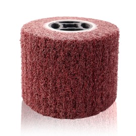 Mumjooyi Nylon Brush Sanding Roller Brush Satin Roller Angle Grinder Sanding Sleeves for Sanding Roller Grinding Machine for Polishing Grinding Matting Satin Red 120 x 100 mm - 80 Grit