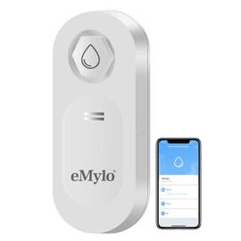 eMylo WiFi Water Leak Detector Sensor, 120 dB Water Sensor Alarm with Real-time App Notification, Water Level Monitoring, Water Immersion Sensor Alarm for Home, Kitchen, Bathroom, Toilet, Basement