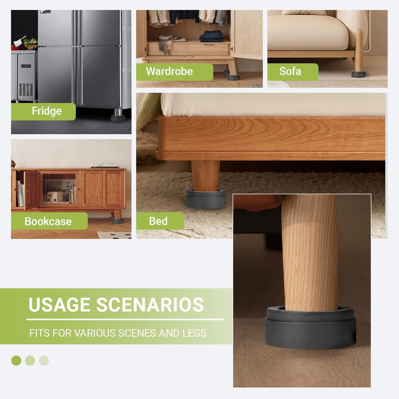 Hnndlra 1 Inch Heavy Duty Furniture Risers, Round Bed Risers,