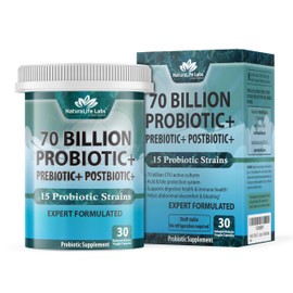 Probiotics 70 Billion CFU – 15 Probiotic strains + Organic Prebiotic+ Postbiotic 3-in-1 Complete – Promotes Healthy Digestive & Immune Function –Gas, Bloating, Constipation Support – for Men & Women