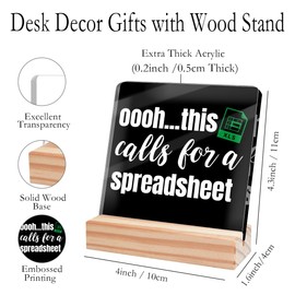 Inspirational Office Desk Decor,Positive Office Gifts for Coworkers Women Men,Motivational Sign for Office,This Calls for a Spreadsheet Office Sign Black Acrylic Plaque-17