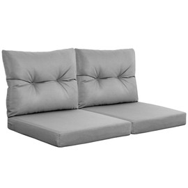 YEFU 24 x 24 Outdoor Cushions for Patio Furniture: Waterproof Fade-Resistant Loveseat Cushions Set of 2 - Deep Seat Outdoor Cushions Replacement with Ties for Chair Sofa Couch(Dark Gray)