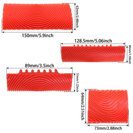 Heyous 4PCS Red Rubber Simulated Wood Grain Painting Tool Pattern Embossing Scraper Suitable for DIY Wall Art Decoration