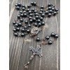 Nazareth Store Hematite Rosary Black Stone Beads Necklace with Jerusalem