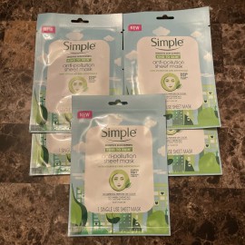 Simple 5 Pack Of Simple ANTI POLLUTION w/ Vitamin B3 Antioxidants Face Sheet MASKS