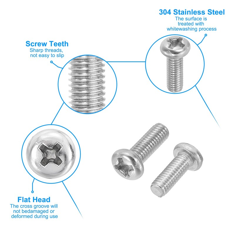 PATIKIL Phillips Pan Head Screws, 40 Pack M3-0.5 x 14mm