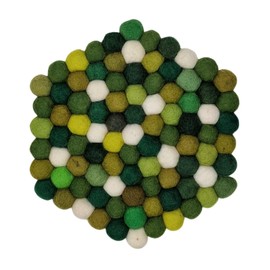 Grült Home Trivet - Felt Trivet for Cups, Pots, Pans and Cups, Hand-Felted in Nepal (Hexagonal 20 cm, Green)