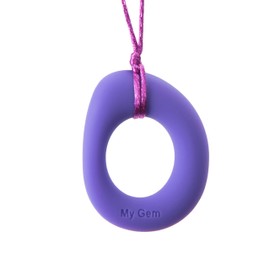 Chewigem Super Smooth, Hard wearing Discreet, Chewable Necklace & Sensory Chew - designed for Anxiety Reduction & Improved Focus. Created as a calming aid for Sensory Processing Difficulties - Autism - ADHD (Eternity Pendant - Purple)