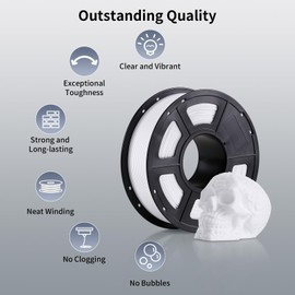 ANYCUBIC PETG Filament 1.75mm, 3D Printer Filament, Dimensional Accuracy +/- 0.02mm, Exceptional Toughness, Print with Most FDM 3D Printers, 1KG Spool, 2KG White+White