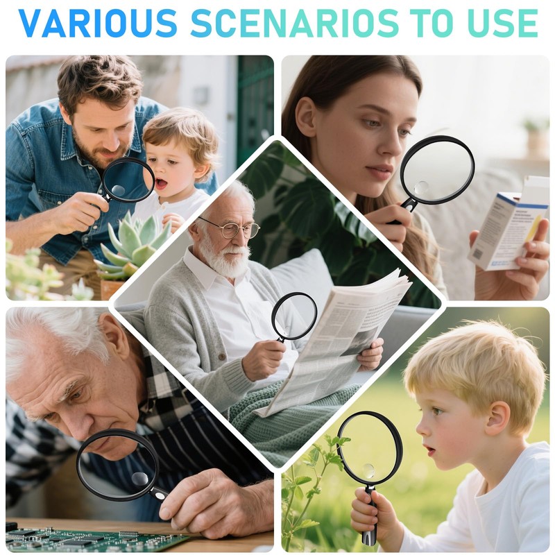 10X 30X Magnifying Glass for Reading, Handheld Magnifier for Reading,