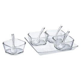 Clear Serving Acrylic Bowls and Spoons Set with Tray – Elegant Disposable Acrylic Dessert Appetizer Serving Set for Party, Buffet, Wedding, Catering, Events – Reusable Clear Mini Tasting Set (2)