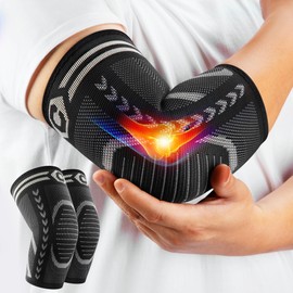 CAMBIVO 2 Pack Elbow Support for Men and Women, Tennis Elbow Bandage Elbow for Golfer's Elbow, Basketball and Other Sports with Elbow Wrist Support