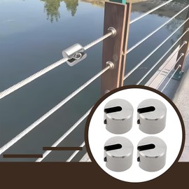 EMSea 4PCS Wire Rope Fixing Clip M4x2mm 316 Stainless Steel Stop Clamp 10x8mm with Wrench for Tension The Rope for Fixing Balcony Furniture Tightening Ropes