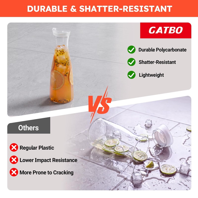 2 Pack Commercial Water Carafes with Flip Top Lid, 50