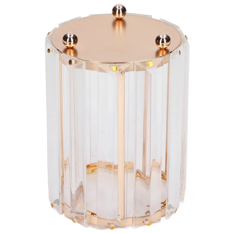 Cosmetic Brush Holder Transparent Glass Round Decorative Desktop Pen Storage