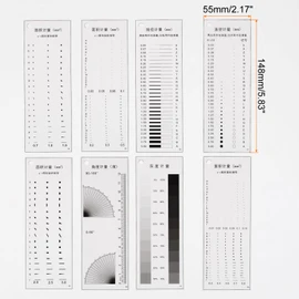 HARFINGTON High Precision SEC Size Estimation Chart Transparency Flaw Detection Film Ruler for Diameter Area and Line Width Protractor Gray Scale Defects Measuring