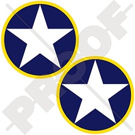 USA United States Army Air Forces USAAF Aircraft Roundel '42-'43 USAF WW2, US Navy WWII 3" (75mm) Vinyl Bumper-Helmet Stickers, Decals x2