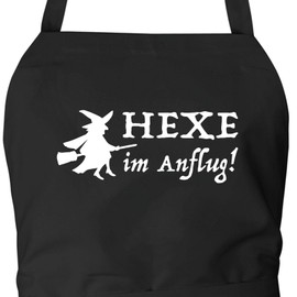 Huuraa Apron Witch in Approach Gift Cotton Witch Gift Idea, black, One size fits all