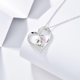 VIJASHOP Heart Bunny Necklace for Women 925 Sterling Silver Bunny Necklace Bunny Necklace Jewelry Graduation Gift Birthday Gifts Dress Accessories for Sister