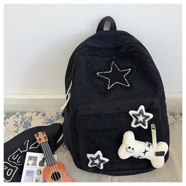 PPFireUM Backpack fits Laptops Up to 15.6 in. Double Shoulder Bags with Large Capacity Adjustable Straps Kawaii Star Decor (Black)
