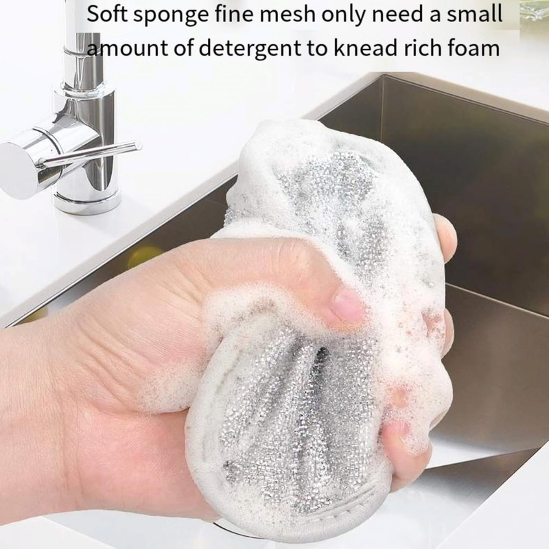 pobowlgarls Multifuctional Round Wire Dishwashing Rags Dish Cloth for Wet